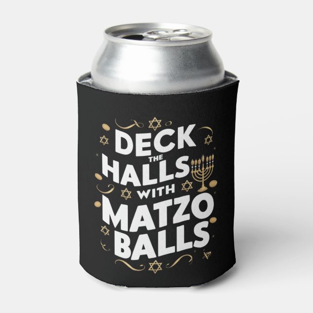 Porta-lata Deck the Halls Matzo Balls Engraçado Hanukkah jude (Can Front)