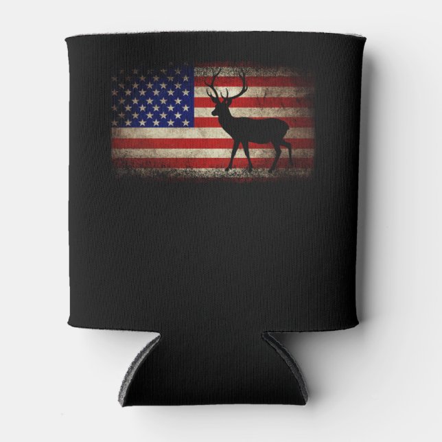 Porta-lata Deer Hunting American Flag USA Proud Hunter (Frente)