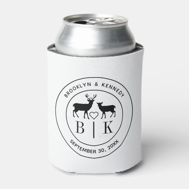 Porta-lata Deer Monograma Rustic Country Wednname (Can Front)
