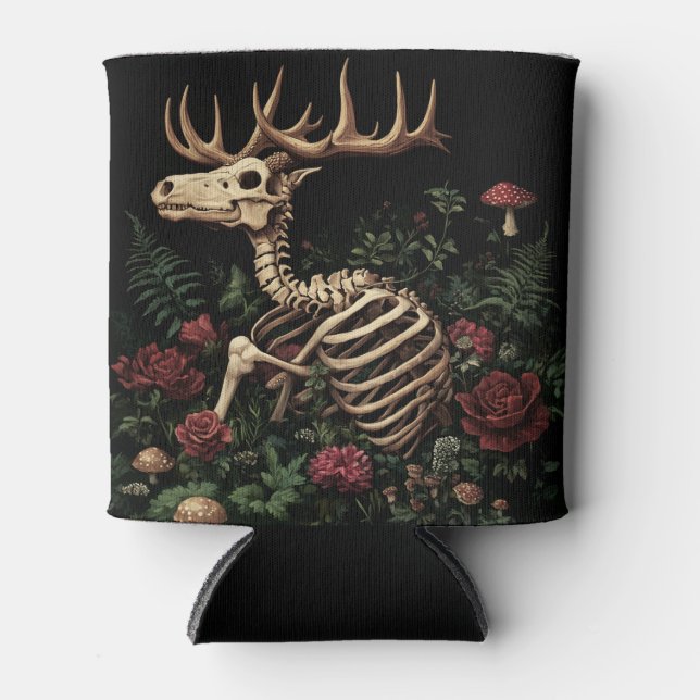 Porta-lata Deer Skeleton Mystical Gothic Floral (Frente)