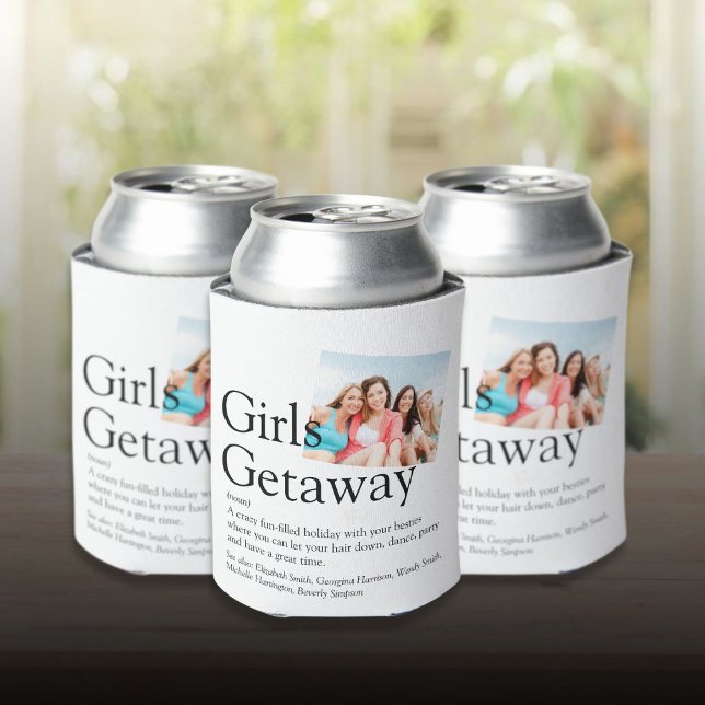 Porta-lata Definição de Férias de Meninas Personalizada Foto (Personalized Girls Getaway Definition Photo Can Cooler)