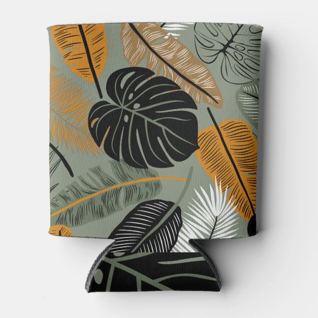 Porta-lata Delicar Impressão de Folhas Tropicais (Frente)