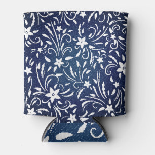 Porta-lata Denim Blooms: Padrão Floral Fundo