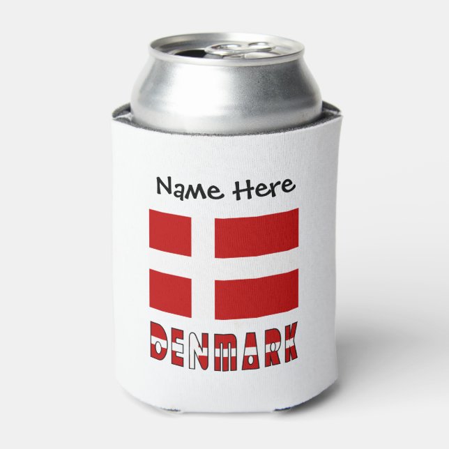 Porta-lata Denmark and Danish Flag with Your Name (Can Front)