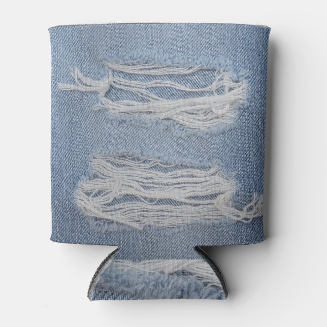 Porta-lata Densidade torta: textura azul de jeans. (Frente)