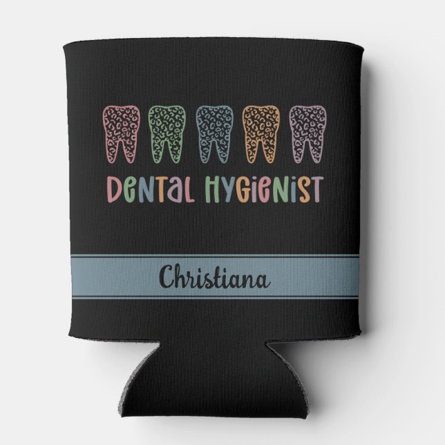 Porta-lata Dentes de impressão leopardo hipergienista dentári (Traseira)