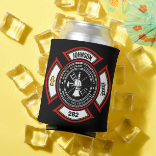 Porta-lata Departamento de Bombeiros ADICIONE NOME Crachá de 