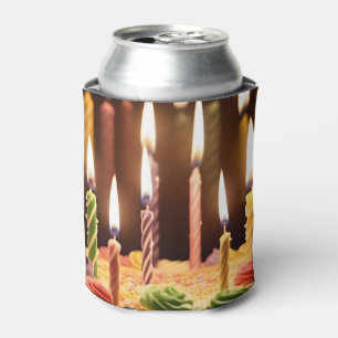 Porta-lata Desejos iluminados: Bolo-do-dia de velas brilhante