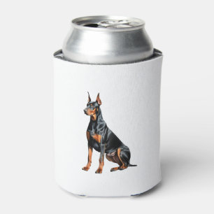 Porta-lata Desenho a lápis a cores de um Doberman Pinscher. E