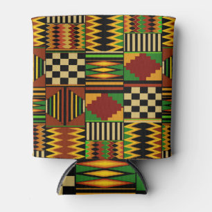 Porta-lata Desenho Africano de Tecido Kente Real