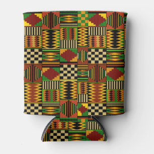 Porta-lata Desenho Africano de Tecido Kente Real