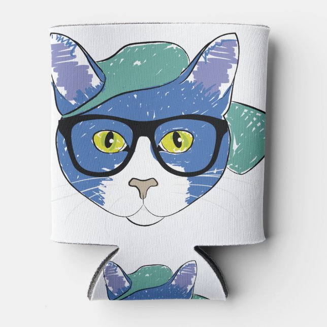 Porta-lata Desenho De Animais De Lápis Felinos De Mascote De  (Frente)