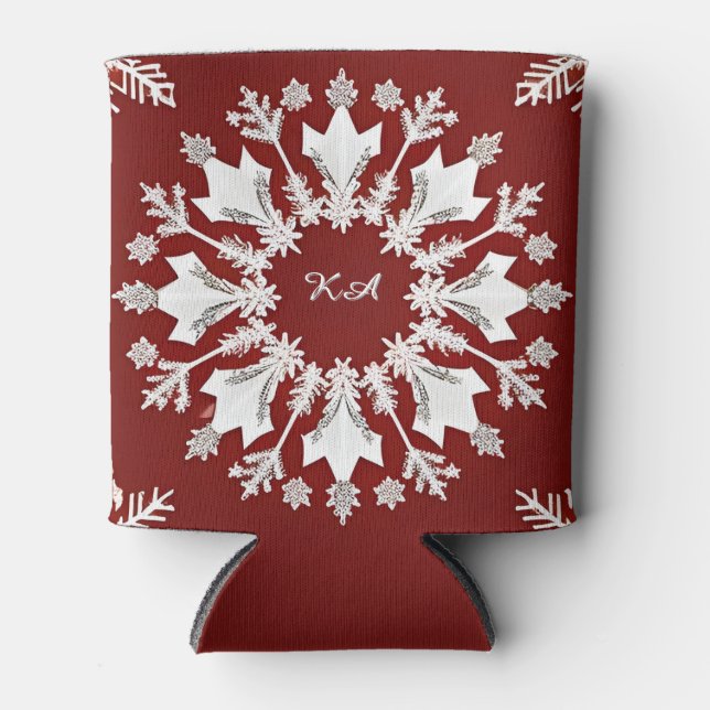 Porta-lata Desenho de Floco de Neve de Natal (Frente)