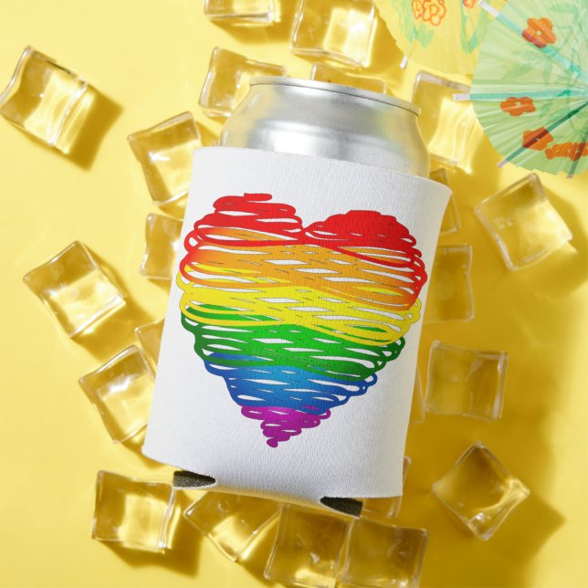 Porta-lata Desenho de forma cardíaca do orgulho de SlipperyJo (Verão in situ)