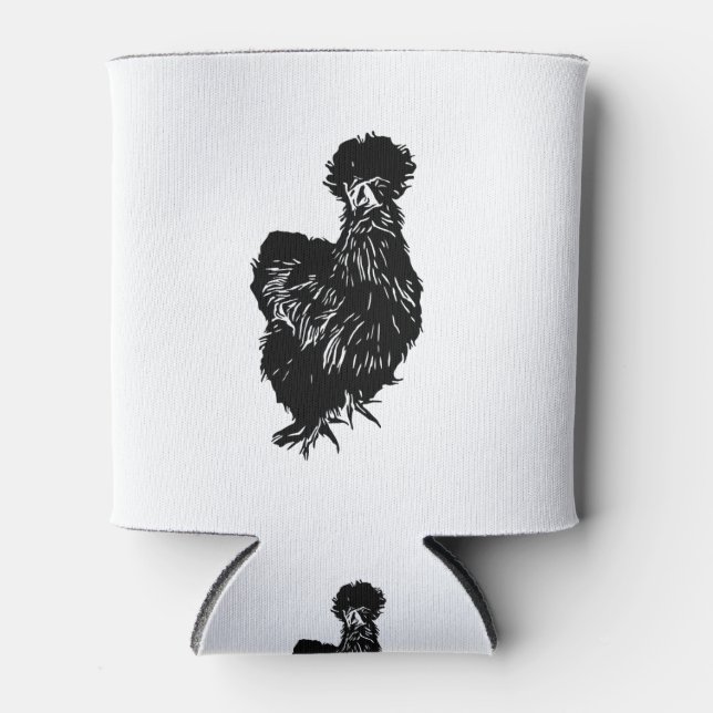 Porta-lata Desenho de Linha de Frango Silkie Bantam (Frente)