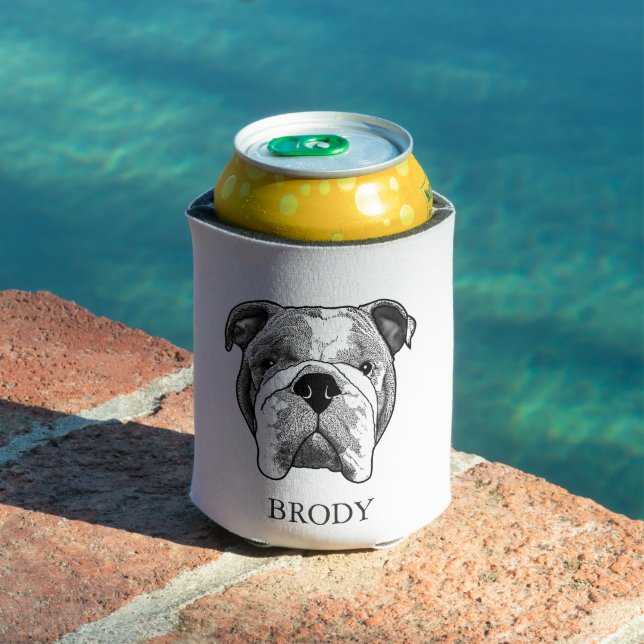Porta-lata Desenho de Mão Personalizado do Bulldog (Piscina in situ)