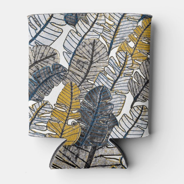 Porta-lata Desenho manual: Folhas tropicais (Frente)