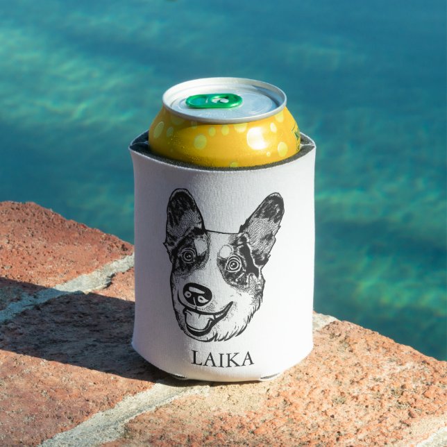Porta-lata Desenho Mão Personalizado de Cão Galês Corgi (Piscina in situ)