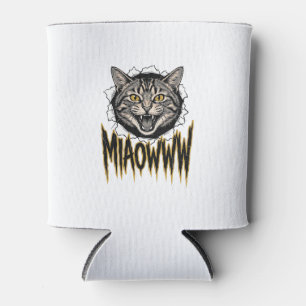 Porta-lata Desenho Vetorial Gato Bravo Gravado Vintage MIAOWW