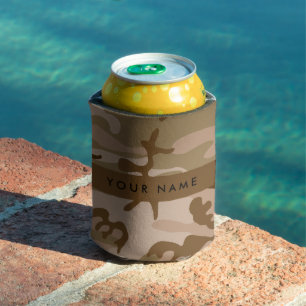 Porta-lata Desert Camouflage Patterno, seu nome, Personalize
