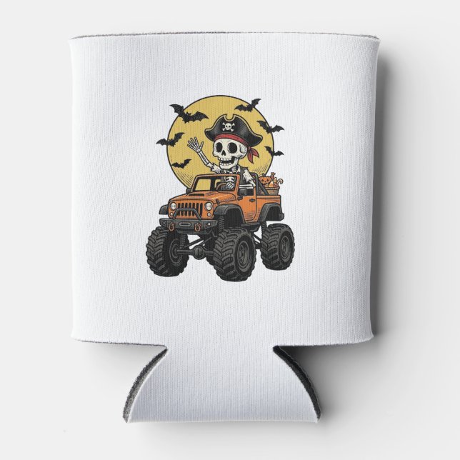 Porta-lata Design de caminhão monstro de esqueleto pirata de  (Frente)