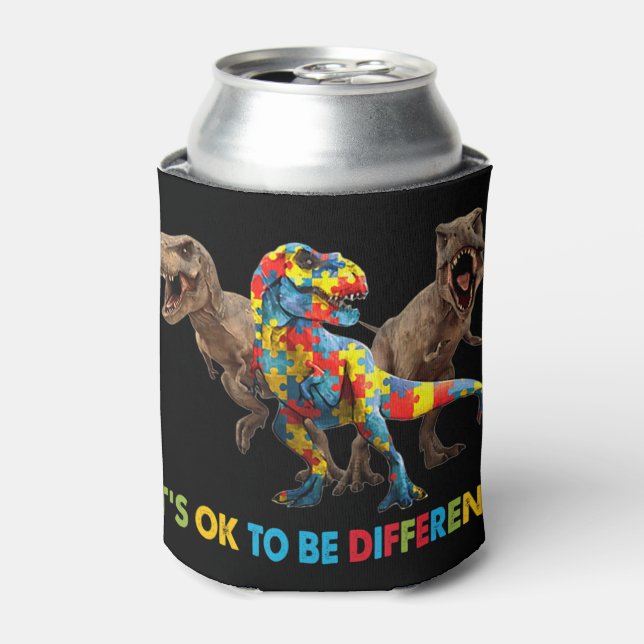 Porta-lata Design de Consciência do Autismo Dinossauro aprese (Can Front)