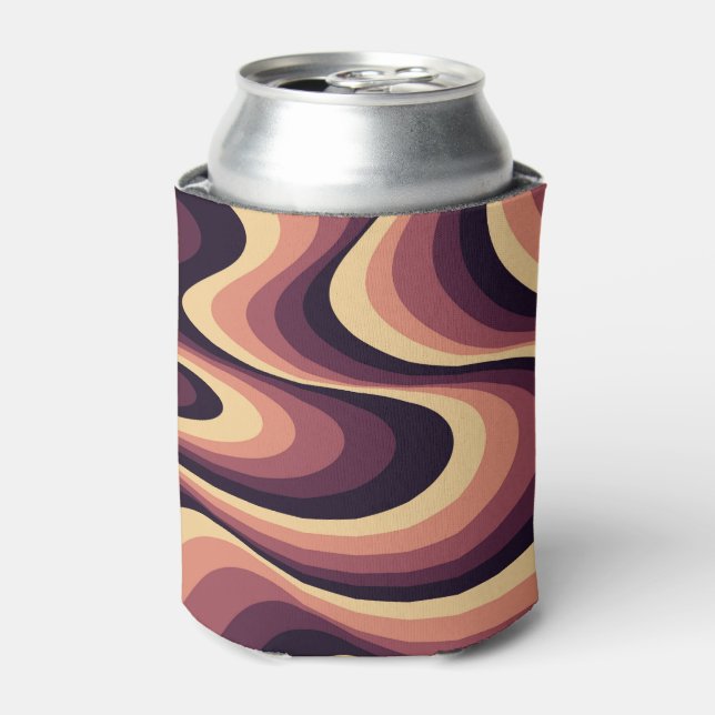 Porta-lata Design de espiral abstrato púrpura, rosa e bege (Can Front)