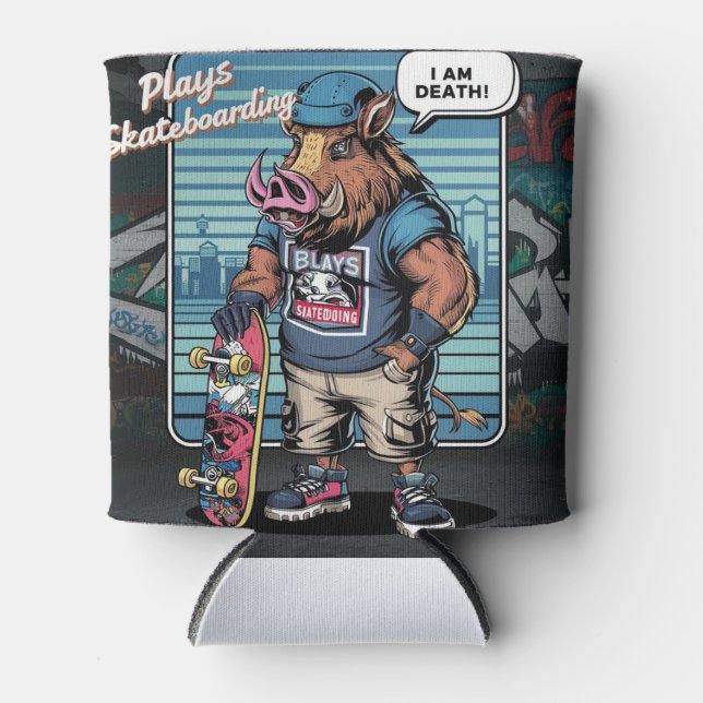 Porta-lata Design de ilustração do skate artístico selvagem (Frente)