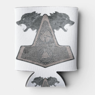 Porta-lata design de lobo e martelo