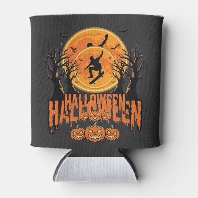 Porta-lata Design de Lua de Skateboard de Halloween (Frente)