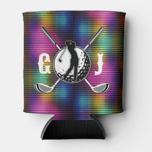 Porta-lata Design de Monograma Colorido Metálico Minimalista