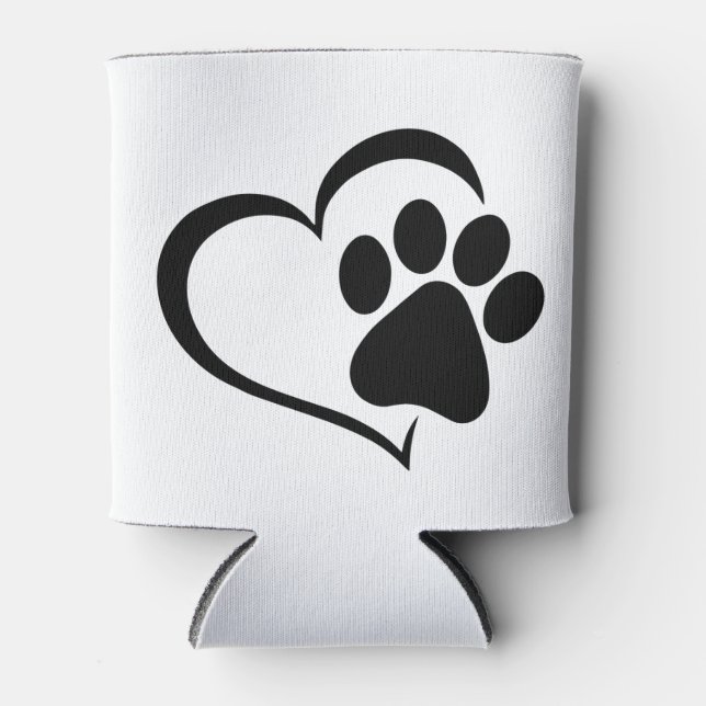 Porta-lata Design de PawPrint e Heart (Frente)