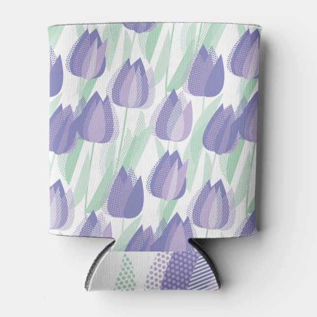 Porta-lata Design de Tulipas: floral violeta pálido. (Frente)
