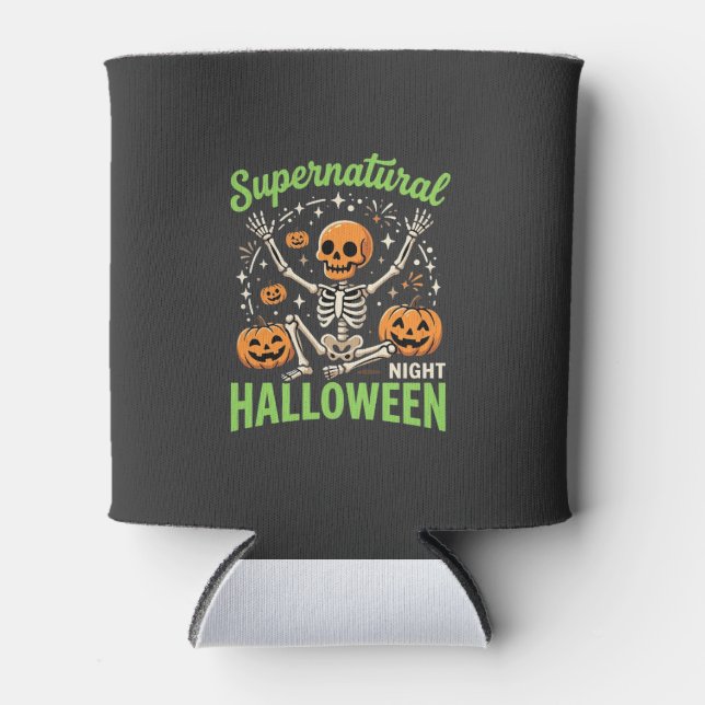 Porta-lata Design de Vetor de Halloween de Esqueleto Supernat (Frente)