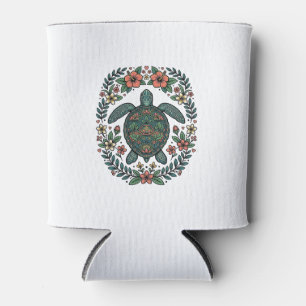 Porta-lata Design de Vetor Floral de Tartaruga Marinha Vintag