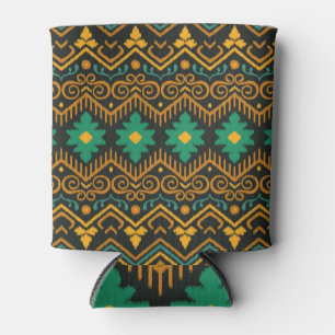 Porta-lata Design Étnico Tecido Ikat bordado