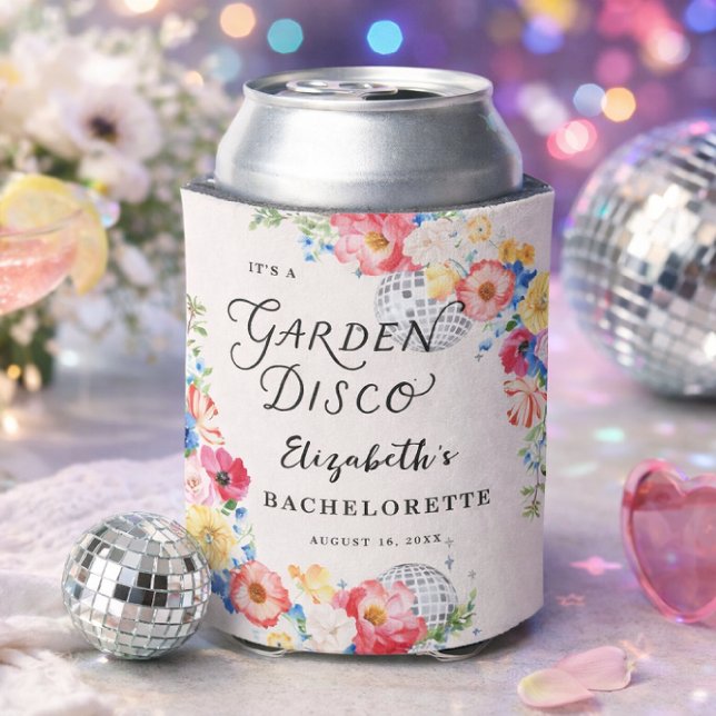 Porta-lata Despedida de Solteira Disco no Jardim com Monogram (Criador carregado)