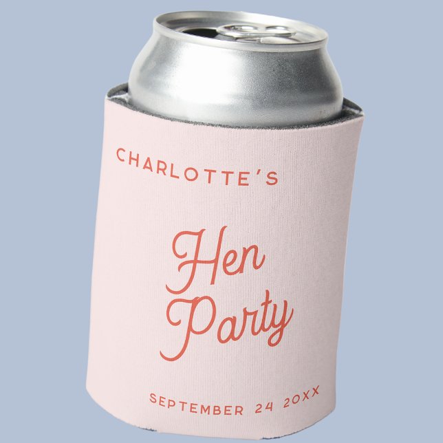 Porta-lata Despedida de Solteira Personalizada com Letra Mode (Modern typography personalized name date hen party or hen do can cooler)
