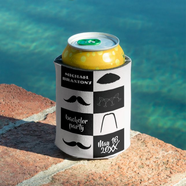 Porta-lata Despedida de solteiro de bigode moderno (Piscina in situ)