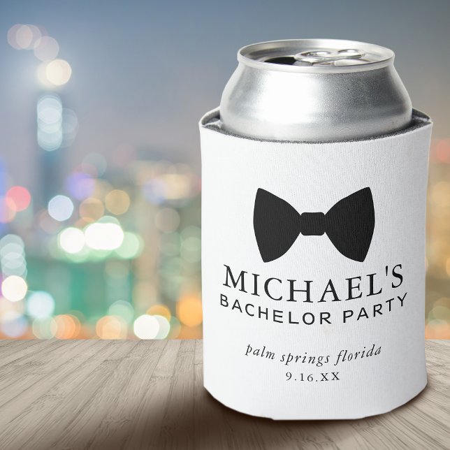 Porta-lata Despedida de Solteiro Gravata Borboleta Preta (Bachelor Party Black Tie Can Cooler)