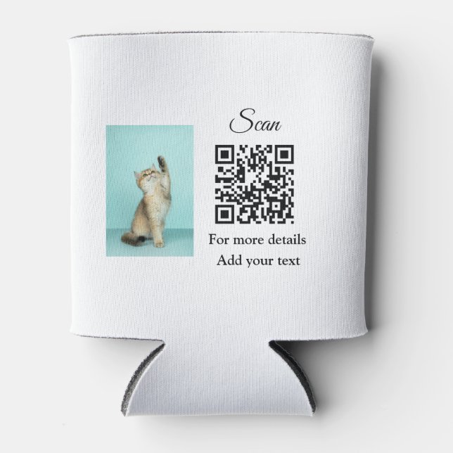 Porta-lata Detalhes simples do nome do animal QR código adici (Frente)