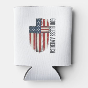 Porta-lata Deus Abençoe a América Design de Cruz Patriótica V