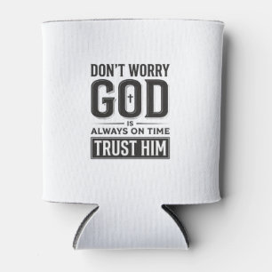 Porta-lata Deus Está Sempre no Tempo Certo Design de Tipograf