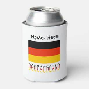 Porta-lata Deutschland e Bandeira Alemã Preta Personalizada