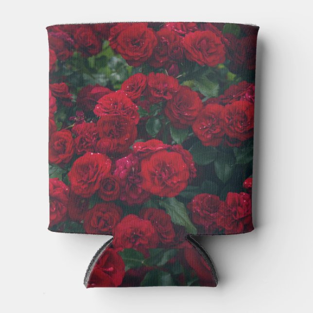 Porta-lata Dewdrops de Rosas vermelhas Escuros (Frente)