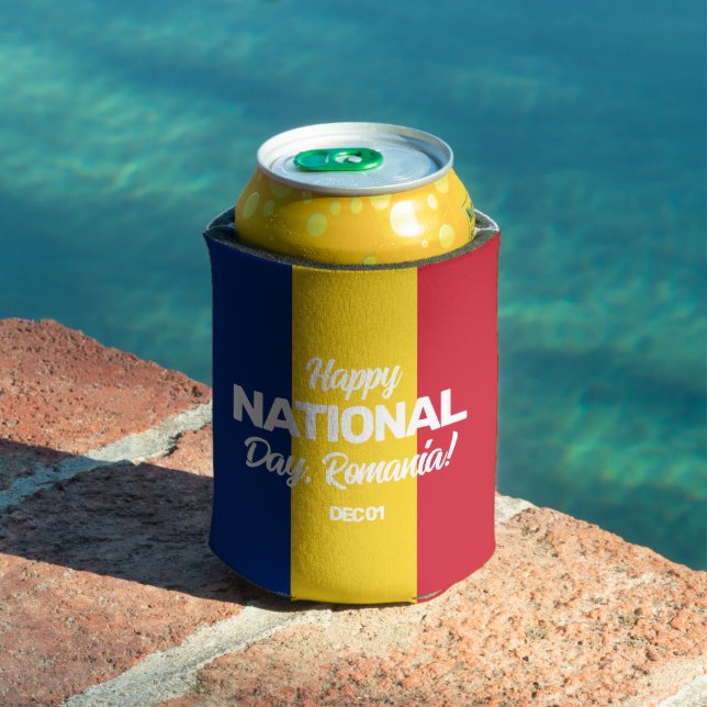 Porta-lata Dia da Independência da Romênia Bandeira Nacional  (Piscina in situ)