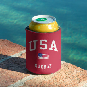 Porta-lata Dia da Independência Patriótico Bandeira Americana