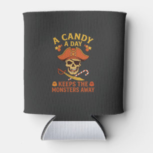 Porta-lata Dia de Doces Halloween Pirata Caveira Bengala