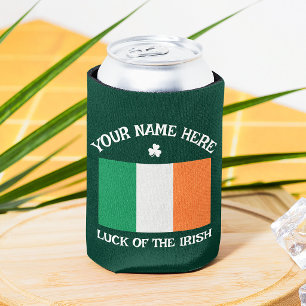 Porta-lata Dia de São Patrício Bandeira da Irlanda Nome Perso
