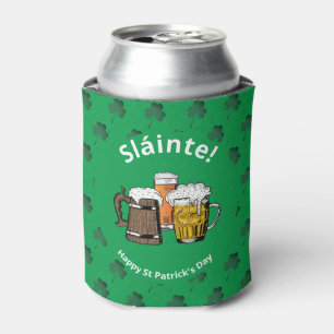 Porta-lata DIA DE SÃO PATRÍCIO Shamrock Cartoon Beers Slái